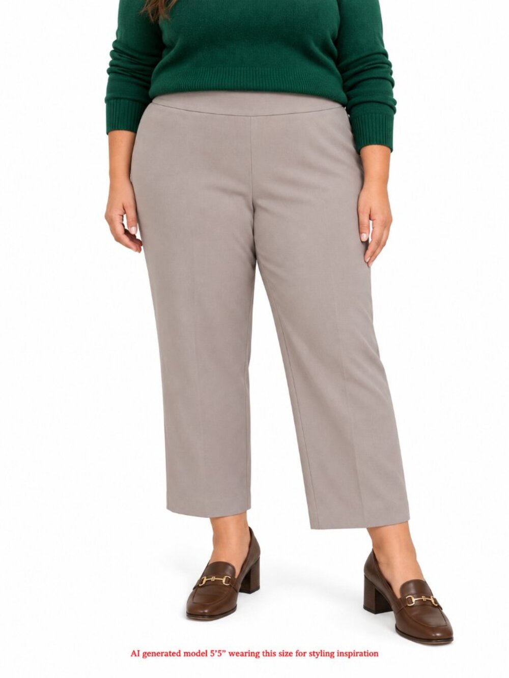 Investments New 22W Cement Gray Pull On Tummy Control Ankle Pants